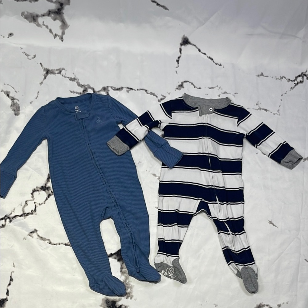 Burt's Bees & Gap Footies One Piece Set of 2 3-6 Month Cotton Full Front Zip